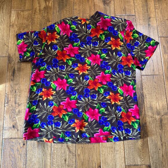 VTG Silks By Joan Leslie Blazer & Shirt Green Floral 100% Silk Womens Size 16/18 - Picture 13 of 14